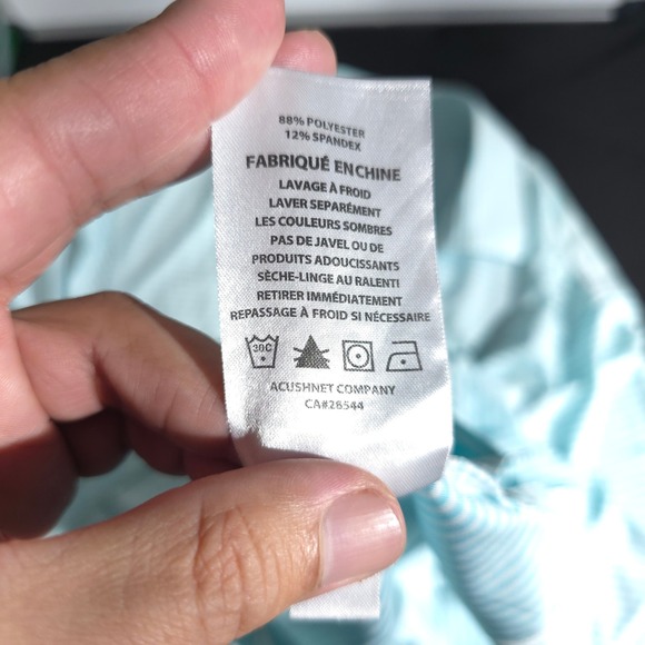 FootJoy Golf Polo Shirt Mens Medium Blue Striped Loxahatchee Club Turtle Logo - Picture 9 of 12